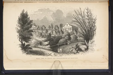 Vista Frontal da Capela e Casa de Moradia em Sligoville (gravura)