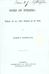 Frontispício para Florence Nightingales Notas sobre Enfermagem: O que é e o que não é, publicado em 1860