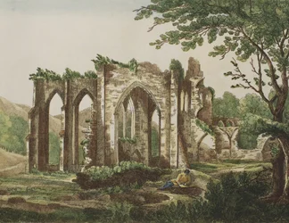 Abadia de Furness, Lancashire, 1810 (gravura a cores)