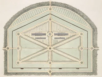 Jardim no estilo francês antigo, de dicas sobre a formação de jardins e jardins de prazer por John Claudius Loudon (1783-1843) publicado em 1812