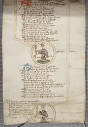 Rolo genealógico dos reis da Inglaterra, c.1440-79 (caneta e tinta no pergaminho)