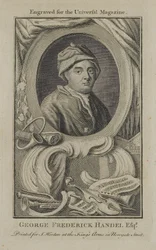 George Frideric Handel, gravado para a revista Universal, c.1760