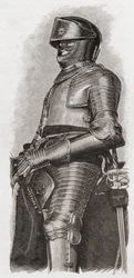 Armadura dourada dada a Charls I pela cidade de Londres, de "Uma Breve História do Povo Inglês" por JR Green, publicada em 1893
