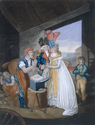 Gretna Green, ou o casamento em brasa, pub. Por Aurrie & Whittle, 1794 88: Oh! Sr. Ferreiro, alivie nossas dores - e nos ajude rapidamente em correntes de Wedlocks 99: fêmea; traje tradicional; tra