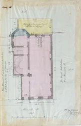 Plano de chão da locação Royal Institution, 1863 (caneta e tinta e wc no papel)