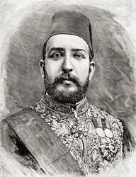 HH Muhammad Tewfik Pasha, Tawfik do Egito, 1890 (gravura em madeira)