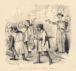 Henrique II (1133-89), dispensando os barões estrangeiros