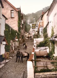 Rua principal, Clovelly (foto colorida à mão)