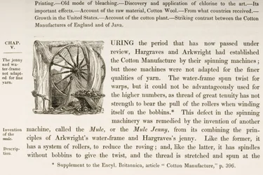 Historiated D inicial, de um livro sobre British Cotton Manufacturing