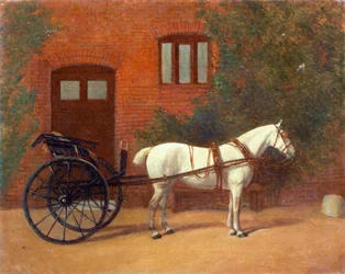 Cavalo atrelado a um carrinho de viagem (par para 416406)
