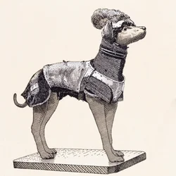 Cão de caça com colete (gravação colorida)