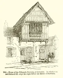 Casa do século XV, em Leicester. Em que é dito que Ricardo III dormiu a noite antes da Batalha de Bosworth