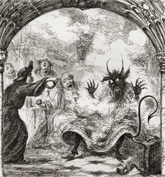 Ilustração a seguir a George Cruikshank para o poema "A Lat of St. Nicholas", de "The Ingoldsby Legends or Mirth and Marvels", de Thomas Ingoldsby, publicado em 1865
