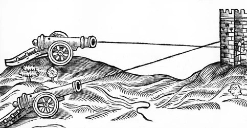 Ilustração de fogo de canhão na arte de artilharia por Thomas Smith (fl.1600-27), 1628