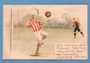JE Doig (Sunderland) Salvando um gol,