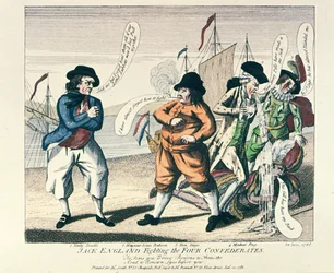 Jack England lutando contra os Quatro Confederados
