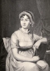 Jane Austen (1775-1817) ilustração de &39;Pequenas jornadas para as casas de mulheres famosas&39;, publicado em 1897 (ver também 331580)
