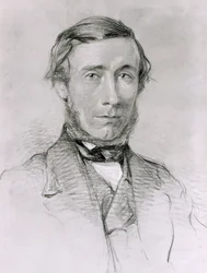 John Tyndall (1820-93) (carvão aumentado com branco sobre papel)