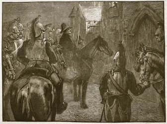 Sequestro do Duque Denghien, 1804, ilustração da História Ilustrada de Cassells da Inglaterra (foto sépia)