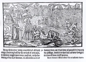 O rei Malcolm da Escócia observa trabalho agrícola, 1586