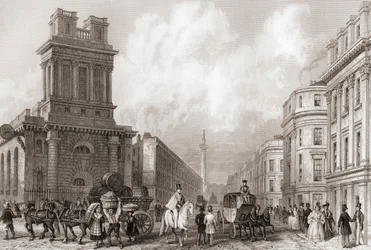 King William Street e St Mary Woolnoth, Londres, Inglaterra