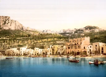 La Marina Grande e Capri (foto colorida à mão)