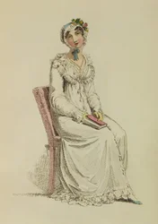 Senhoras vestido de manhã, placa de moda de Ackermanns Repository of Arts, 1815