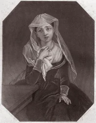 Lady Anne (Richard III) in - "Galeria das Mulheres de Shakespeare, coleção de quarenta e cinco retratos sérios dos primeiros artistas londrinos, enriquecidos por avisos críticos e literários" por volta de 1838 - da "Galeria das Mulheres de Shakespeare, col