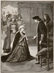 Lady Catherine Gordon antes de Henrique VII, ilustração da história ilustrada de Cassells da Inglaterra (foto sépia)