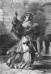 Lady Macbeth (Act II) (Macbeth) - Ilustração em "Completes de William Shakespeare" 1866 - As ilustrações e a forma geral desta edição são emprestadas do Shakespeare ilustrado de Cassell, publicado em Londres