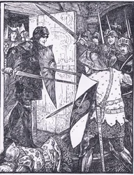 Lancelot sai do quarto de Guenevere, ilustração de 