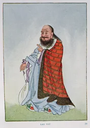 Lao-Tzu (c.604-531 a.C.), ilustração de "Myths and Legends of China", de Edward T.C. Werner, pub. por George G. Harrap  Co.