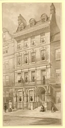Última casa no canto da Bedford Square e Adeline Street, em Londres (wc no papel)