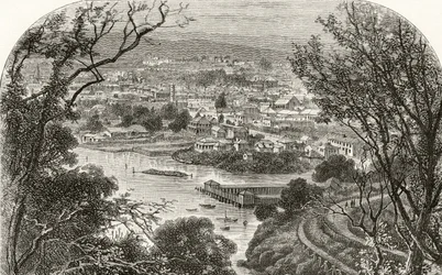 Launceston, Tasmânia, c.1880, de &39;Australian Pictures&39;, de Howard Willoughby, publicado pela Religious Tract Society, Londres, 1886