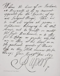 Carta do Príncipe Rupert, junho de 1643