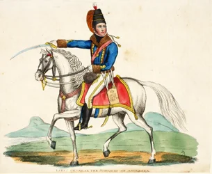 Tenente Geral O Marquês de Anglesea, pub. por Richard Evans, engr romney, ilustração de um relato histórico da batalha de Waterloo por William Mudford, 1816