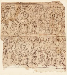 Forro de papel com um padrão Tudor Rose, c.1550 (impressão em xilogravura)