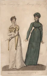 Vestido de noite em Londres e vestido de montaria matinal