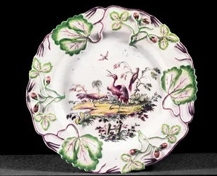 Prato Longton Hall, moldado com morangos, 1749-60 (porcelana)