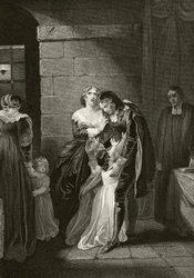 Lord William Russell despedindo-se da sua família antes da sua execução em 21 de julho de 1683, de "The National and Domestic History of England" de William Hickman Smith Aubrey (1858-1916) publicado em Londres, c.1890 (litografia)