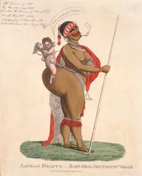 Amor e Beleza - Sartjee the Hottentot Venus, 1810 (gravura com a mão)