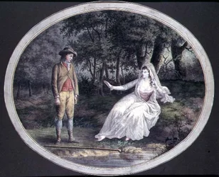 Amantes na Paisagem de uma Floresta