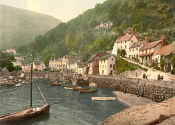Porto de Lynmouth (foto colorida à mão)