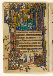 MS 1-2005, fol. 139v: A Anunciação aos Pastores, historiated inicial do Psalter Macclesfield, Uso de Sarum, East Anglia, c.1330