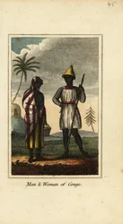 Homem e mulher do Congo ou da Baixa Guiné, África