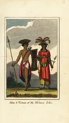 Homem e mulher das Ilhas Molucco (Ilhas Maluku)