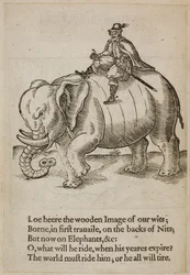 Homem montando um elefante, ilustração de 