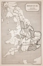 Mapa da Grã-Bretanha em 593, impresso pelo Estabelecimento Geográfico de Stanfords