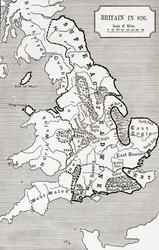 Mapa da Grã-Bretanha em 626, do Reino da Nortúmbria 588 a 685 em &39;Uma Breve História do Povo Inglês&39; por JR Green, publicado em 1893