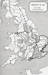 Mapa da Grã-Bretanha em 665, do Reino da Nortúmbria 588 a 685 em &39;Uma Breve História do Povo Inglês&39; por JR Green, publicado em 1893